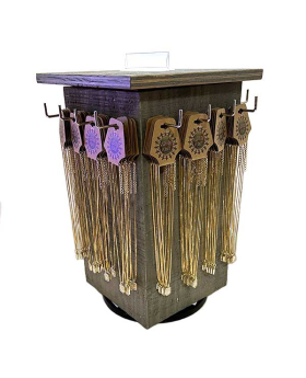 Counter Display with 15dz Gold initial Necklaces with clear crystals