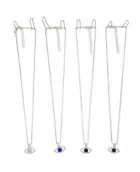 Silver Lucky Eye Necklace with assorted crystal centers