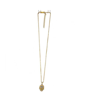 Gold Hamsa with Crystal Lucky Eye Necklace