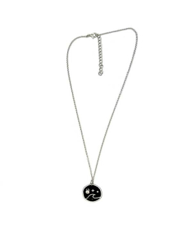 Silver Wave and Stars with Crystal on Mood Circle Necklace