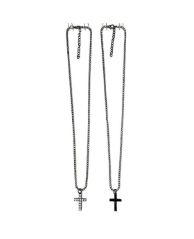 2 Assorted Crystal Cross Necklace
