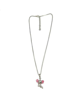 Silver Axolotl with Pink Ears on chain Necklace
