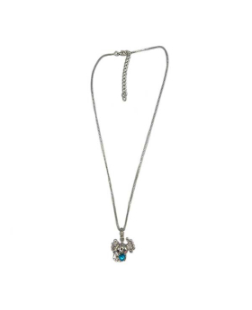 Silver Axolotl with Blue Crystal body on chain Necklace