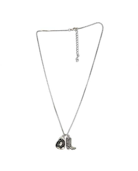 Cowboy Hat and cowboy Boot charms on silver Necklace