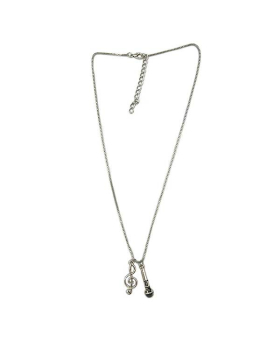 Treble Clef and Microphone charms on silver chain Necklace