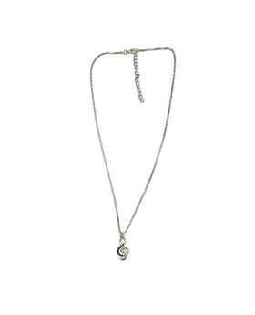 Silver Treble Clef with black accent charm on silver chain Necklace