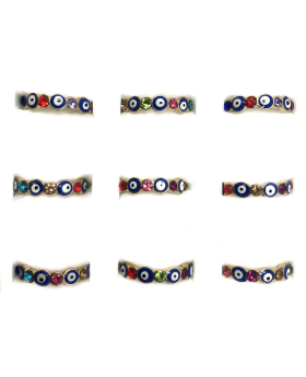Assorted Lucky eye and rhinestone rings