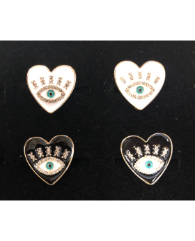 Heart Shaped assorted Black & white Lucky Eye Ring