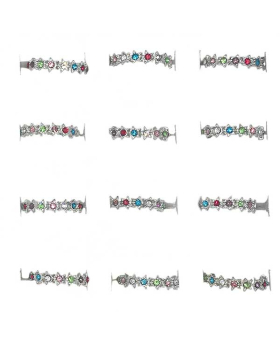 Silver star band Ring with multicolor stones
