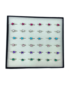 Silver Turtle with assorted color crystal Ring