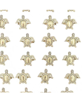 Gold Turtle Ring with clear crystals