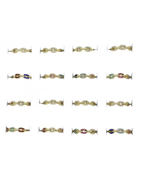 Assorted colored Crystal and Gold chain Band