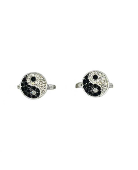 Yin/Yang Black and White Crystal ring
