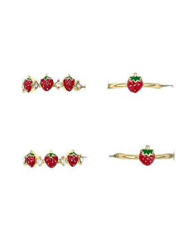 2 Assorted Strawberry and Strawberries with crystals rRngs