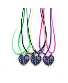 Moon and Sun Friendship Mood Heart Necklace