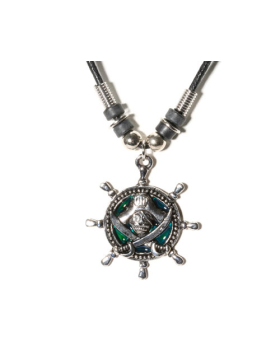Skull Crossbones Helm Mood Pendant Necklace