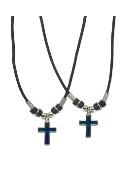 Best Friends mood cross necklace