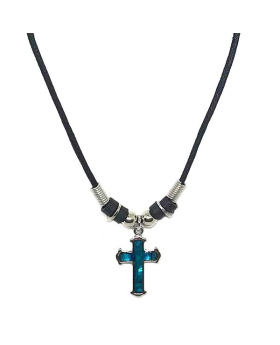 Mood Cross on black cord necklace