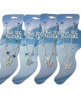 Assorted Rhinestone Butterfly anklet with beads