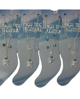 Assorted rhinestone Turtle anklet with beads