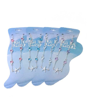 Silver Star fish with assorted crystal Anklet