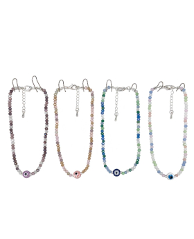 Assorted faceted beaded Anklet with Lucky Eye bead