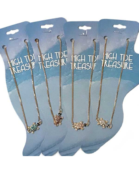Rose Gold anklet with assorted crystal Turtles