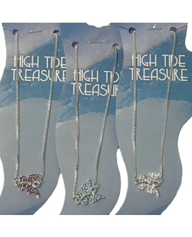 3 Assorted rhinestone Butterfly anklet