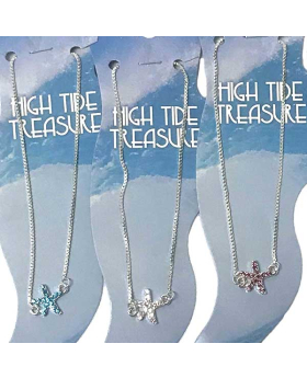 3 Assorted Rhinestone Starfish Anklet