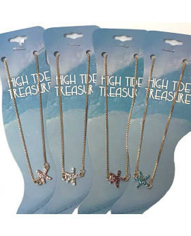 Rose Gold anklet with assorted crystal Starfish