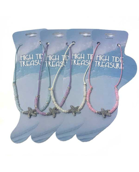 Assorted seed bead Starfish anklet