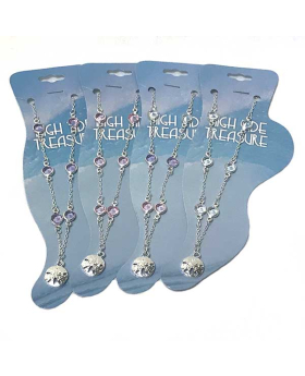 Sand Dollar anklet with assorted round rhinestones