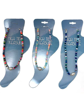3 Assorted Fimo multi color anklet with Pearl