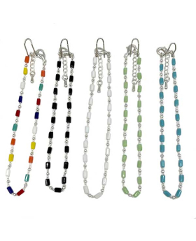 Assorted rectangle bead Anklet on silver chain