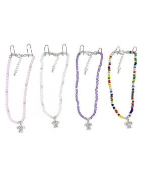 Assorted beaded anklet with Crystal Turtle