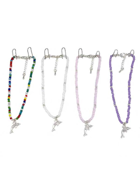 Assorted beaded anklet with Crystal Dolphin charm