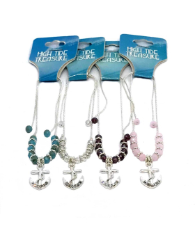 Anchor with Colored Crystal Beads Bracelet