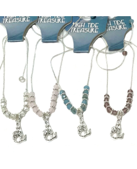 Assorted bead with crystal Mermaid on adjustable chain bracelet