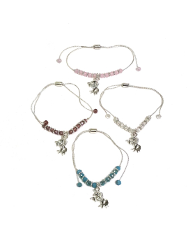 Adjustable bracelet with silver Pegasus and assorted beads