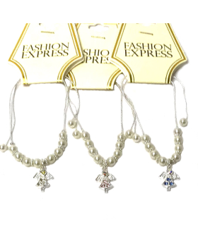 Assorted Crystal Angel with pearls on adjustable chain bracelet