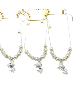Crystal Pegasus with pearls on adjustable bracelet