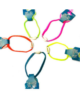 Cowrie on assorted Neon cord bracelet