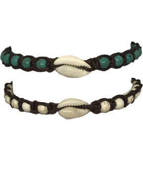Natural Shell with White or Teal beads bracelet