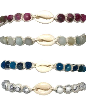 Assorted beads with cowrie bracelet