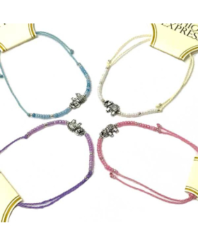 Silver Elephant on assorted seed bead bracelet