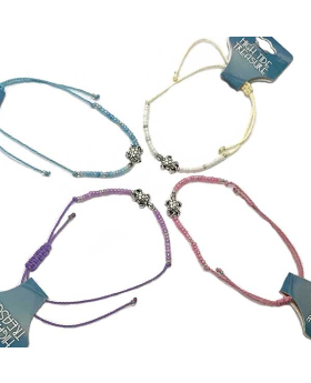 Turtle on assorted seed bead adjustable bracelet