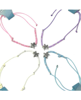 Small Starfish on assorted seed bead adjustable bracelet