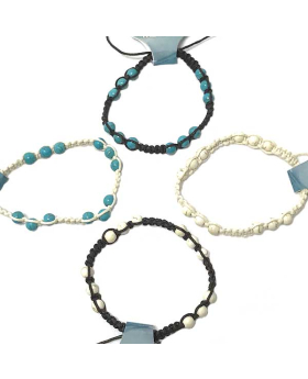 Assorted round stone and macrame bracelet