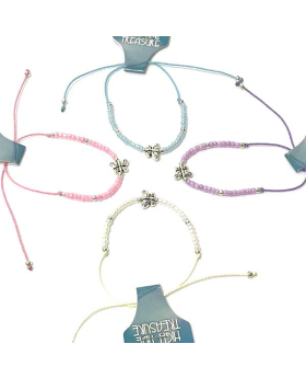 Silver Butterfly bracelet with assorted seed beads