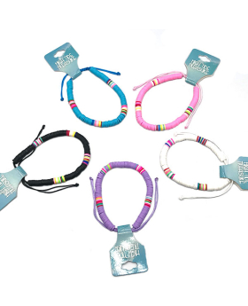 5 Assorted color Fimo bead adjustable bracelet